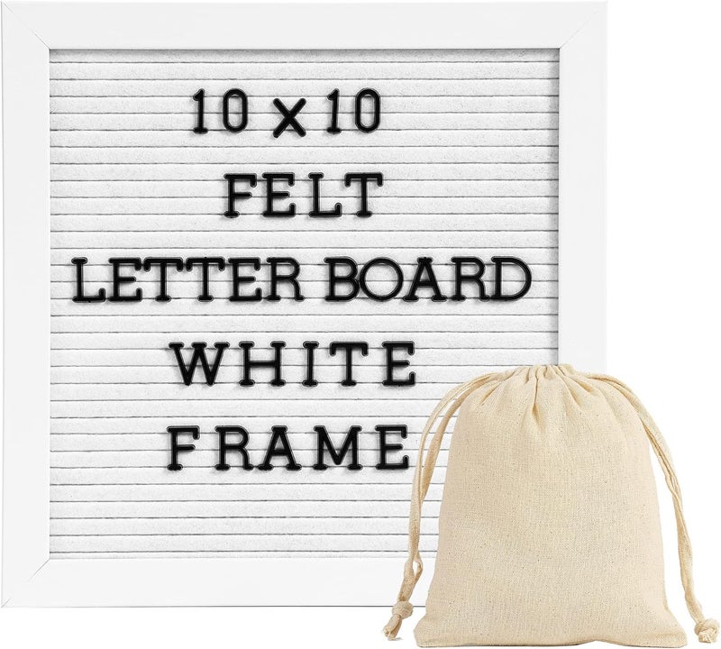 G GAMIT Letter Board Sign White Frame 10x10 - Felt Letter Board Baby Announcement Board with Typewriter Letters, White Letter Board Sign Board&Message Board with Stand and Canvas Bag. - Image 1